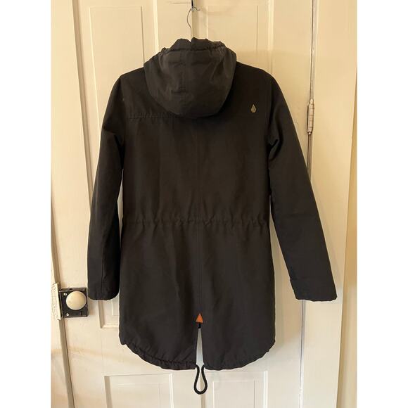 Volcom Walk On By Parka Sherpa Lined black Jacket Women’s Xs coat canvas long - Picture 2 of 5